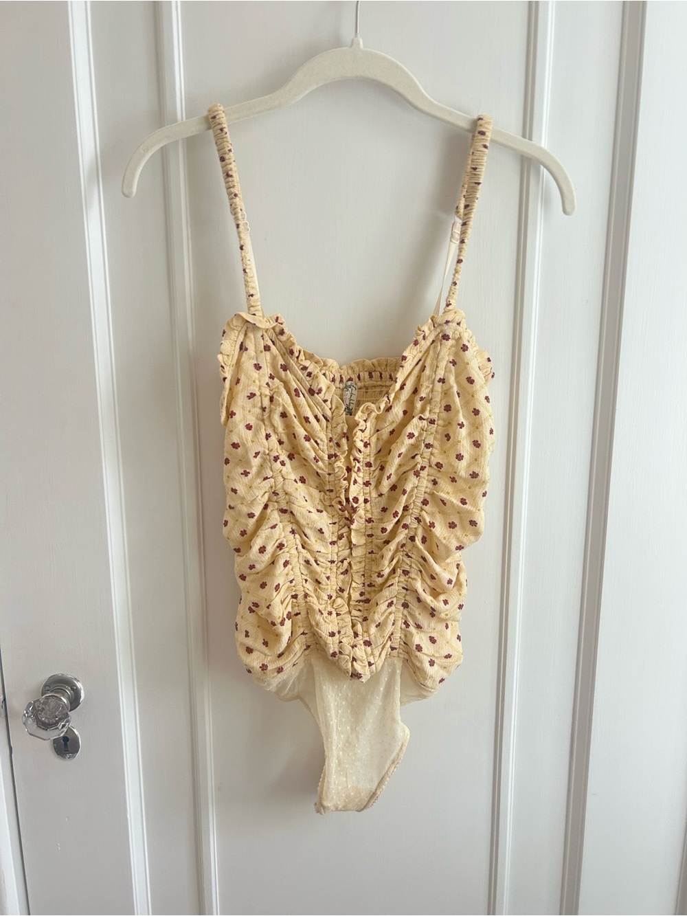 Free People Intimately Cream Floral Mischa Bodysuit size XS